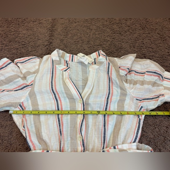 Anthropologie Amadi Striped 100% Cotton Romper Short Sleeve Belted M NEW $140 - Picture 8 of 13